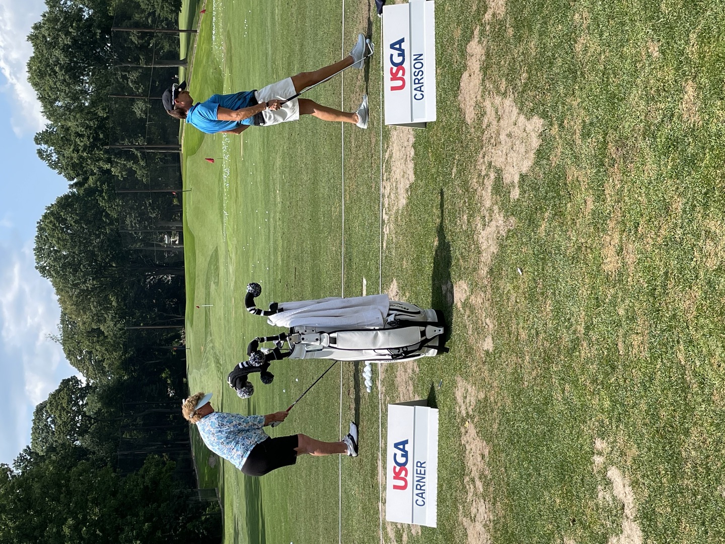 Practicing next to JoAnn Carner - she's 82 and shot 82-79.  Incredible!